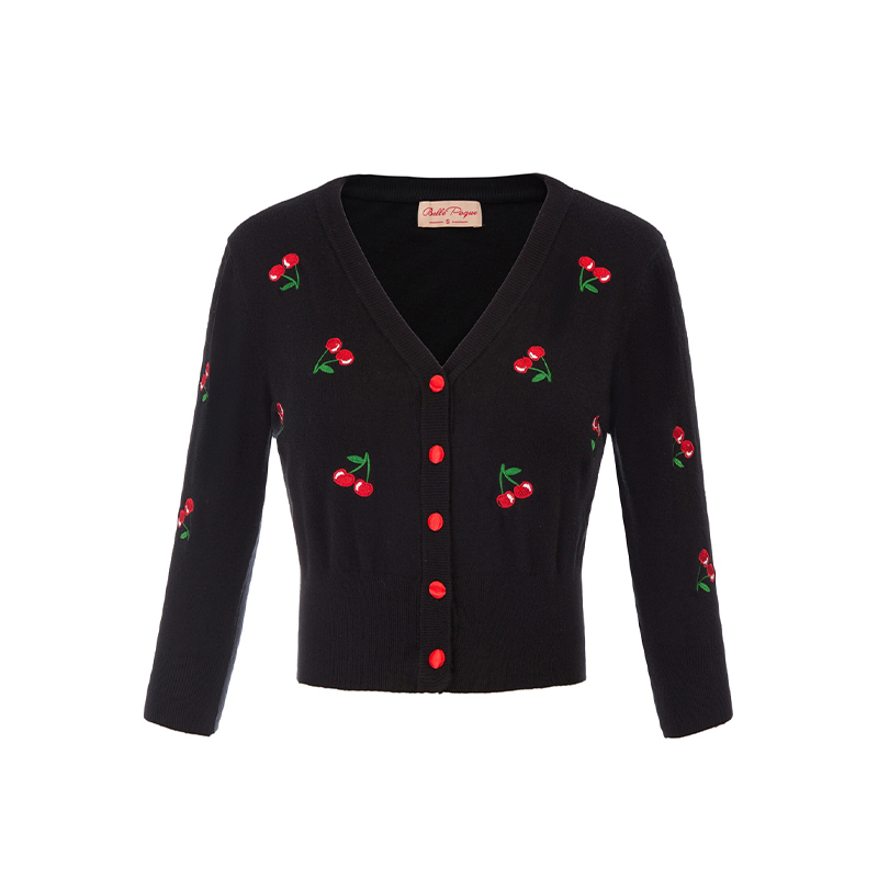 Cheeky Cherries embroidered on this 3/4 sleeve sweater is only the start of this cuteness. Paired with your favorite jeans, black patent leather flats and our Cheery Cherry Earrings and you're ready to go. Easy Peasy! Well, in this case Cheeky Cherry.