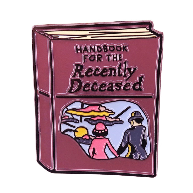 Do not leave this lying around. Those who have curious minds have an excitement for these sorts of things. This little accessory an Enamel Beetlejuice Handbook for the Recently Deceased Lapel Pin is sure to WOW!