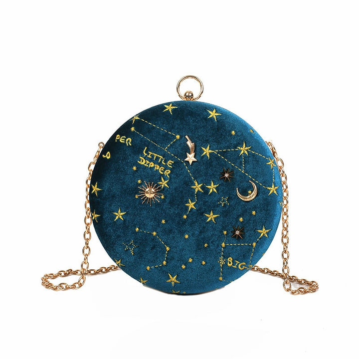Round Starry Sky Suede Women Chain Shoulder Bag