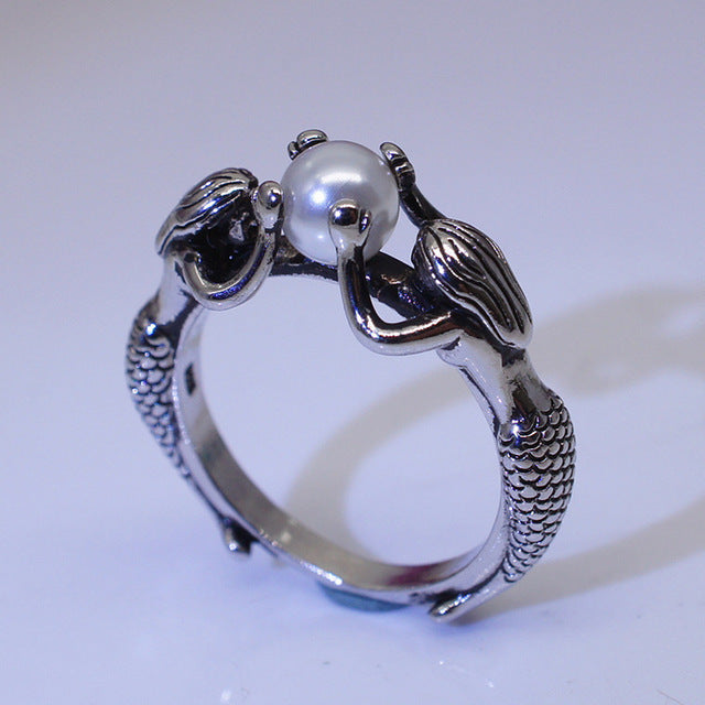 Vintage Silver Bohemian Natural Moonstone Ring - Cool Crow